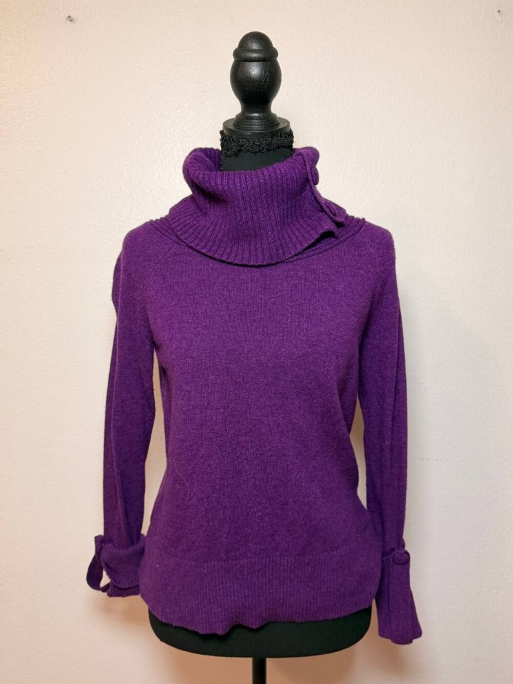 Banana Republic Purple Cashmere Blend Cowl TurtleNeck Sweater